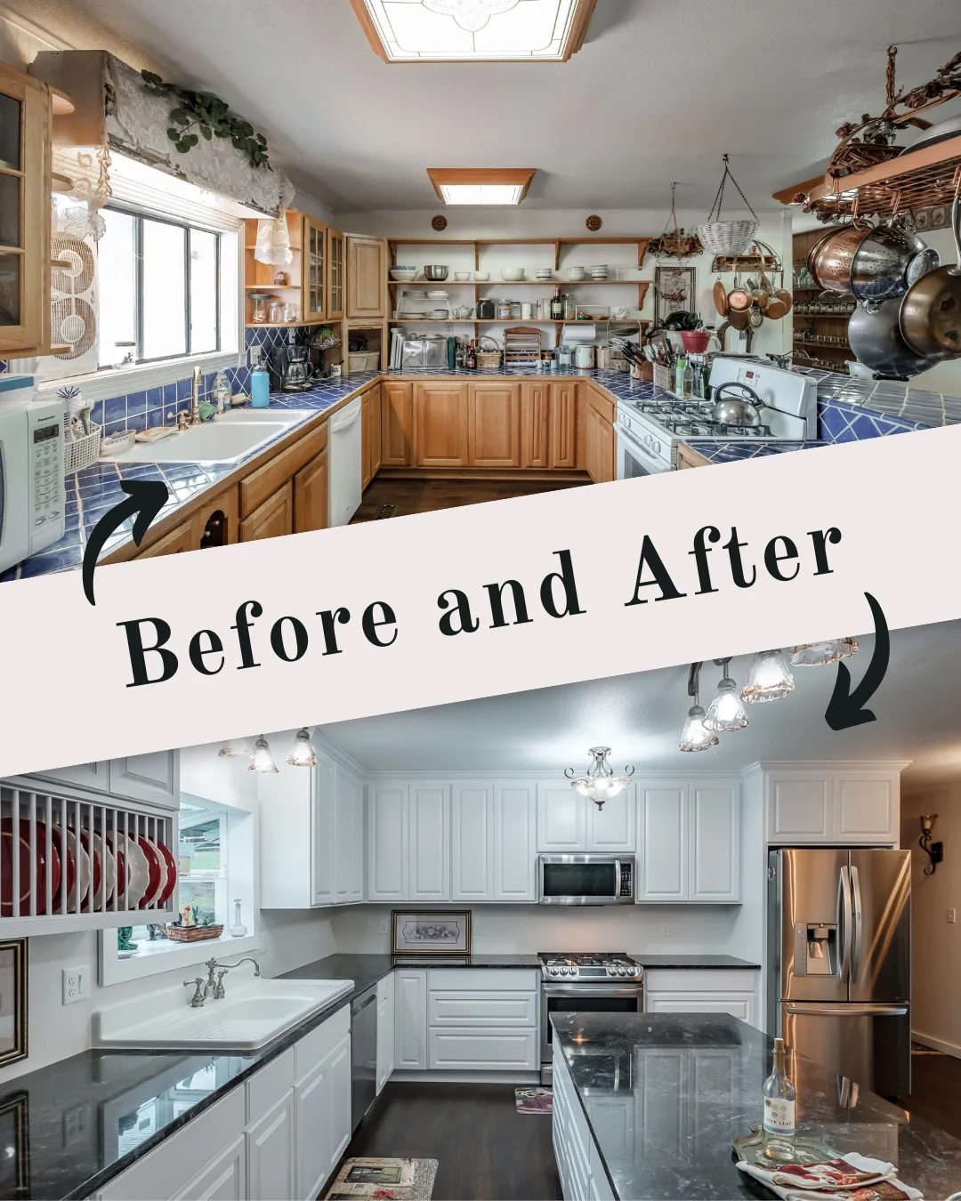 Before and after photos of the Lebanon kitchen