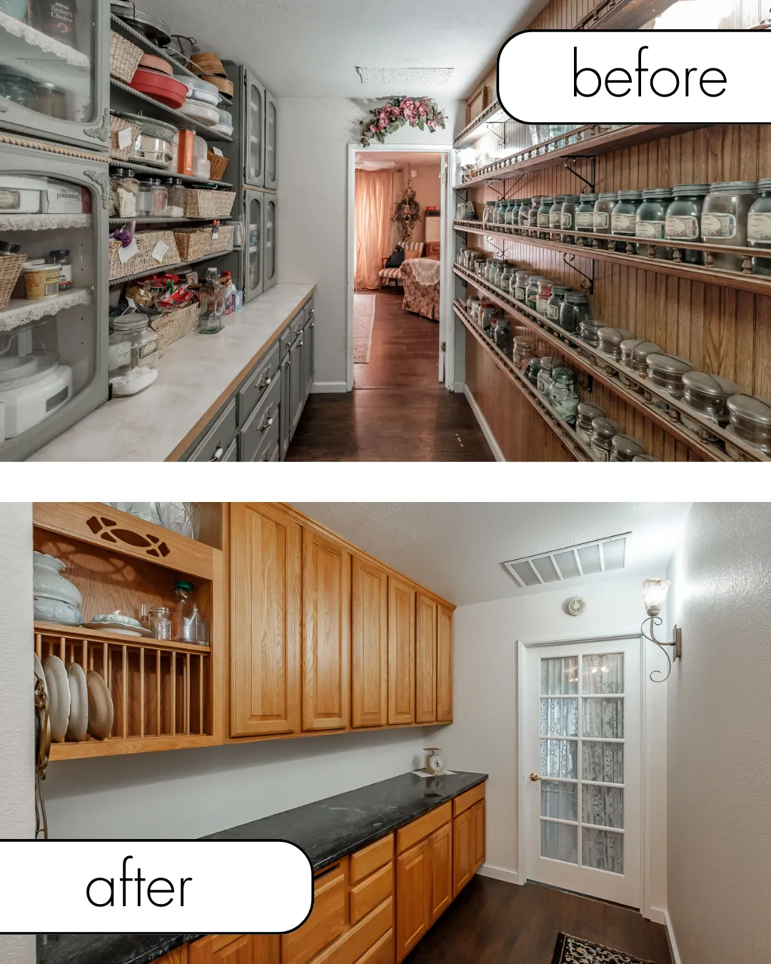 Before and after photos of the Lebanon kitchen