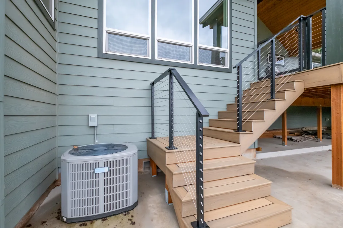 Deck stairs and the timber framing reinforced for the hot tub