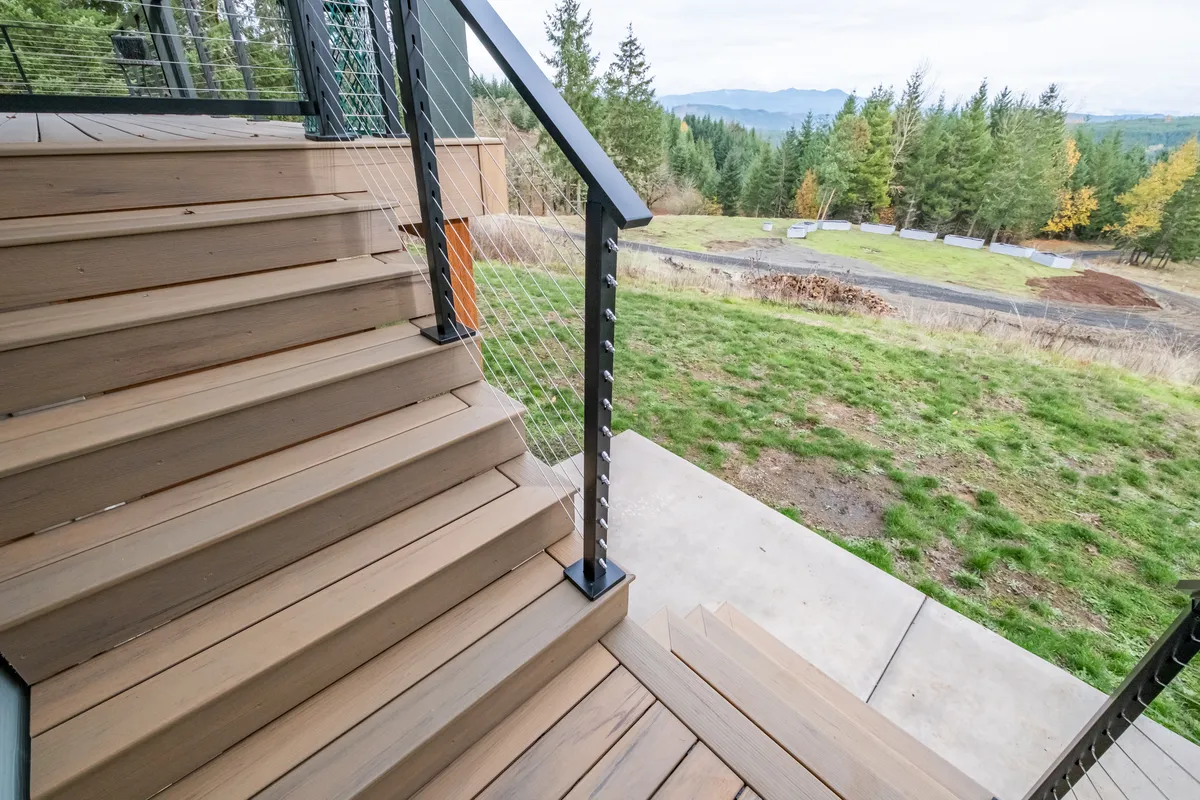 Deck stairs and the timber framing reinforced for the hot tub