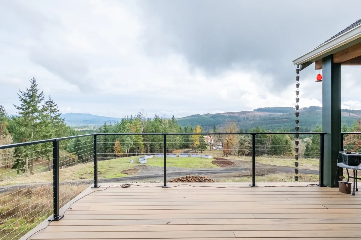 The deck and the addition from the yard