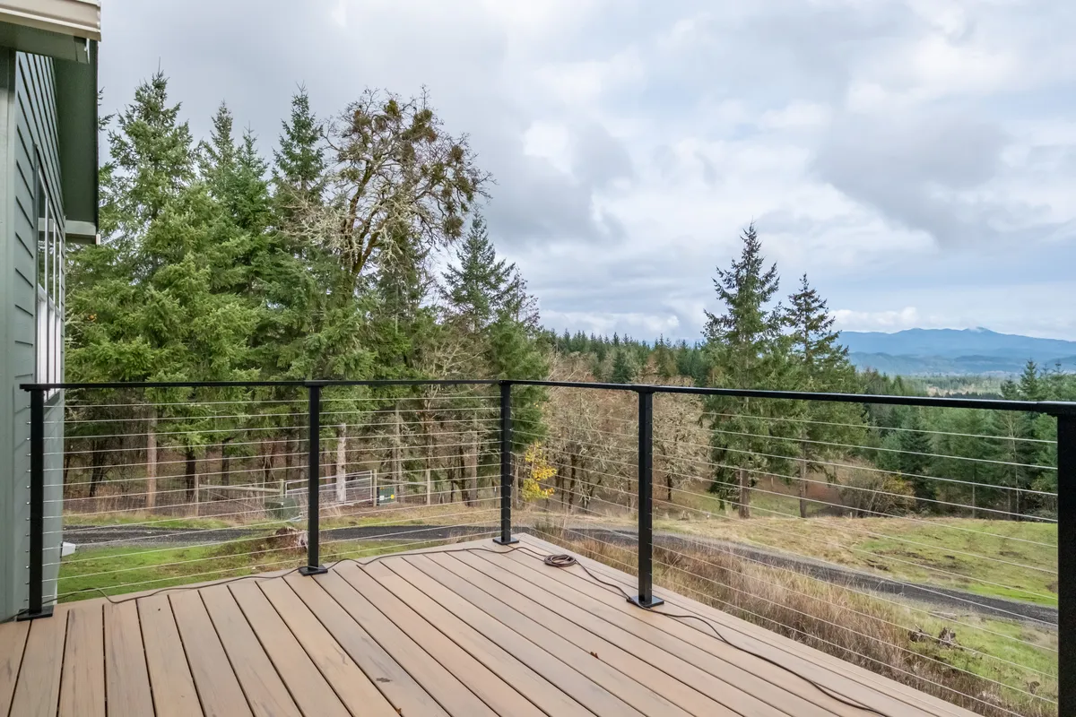 The deck and the addition from the yard