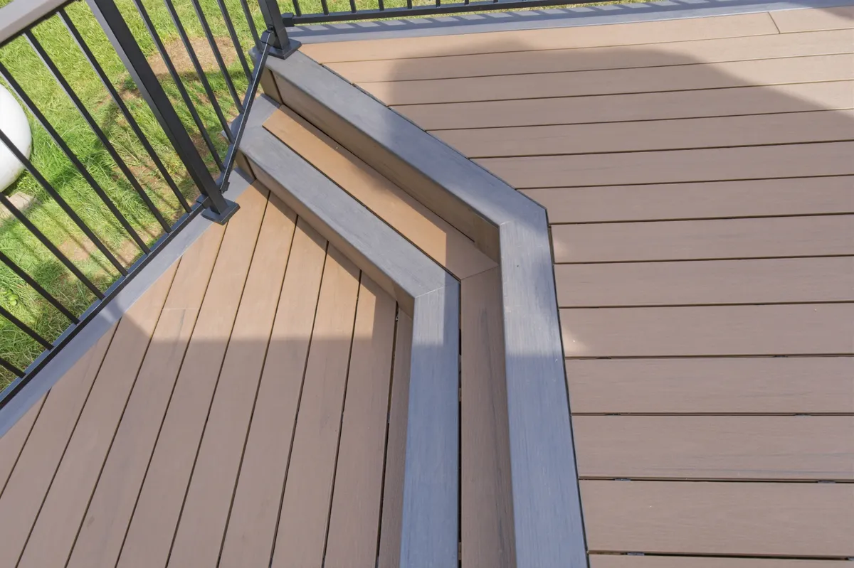 Deck railing and composite board detail